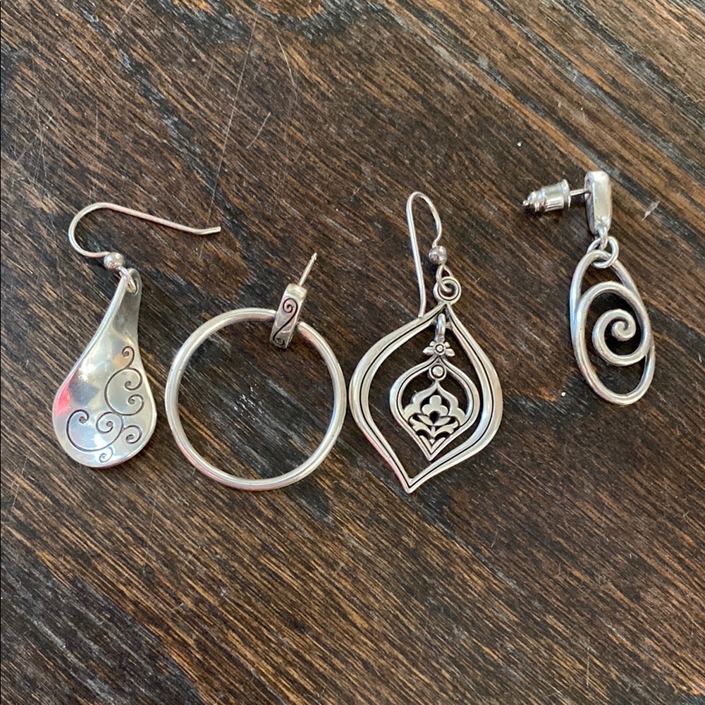Brighton retired silver‎ scrolled single French wire and dangle post earrings